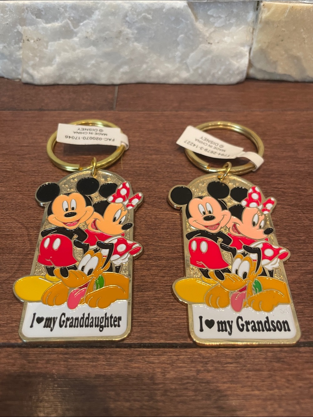 NEW Disney Mickey & Minnie Grandparent Keychain Set - Red, Yellow, Black